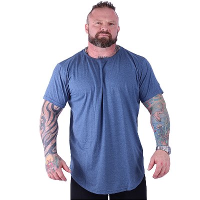 Camiseta Longline Plus Size MXD Conceito Manga Curta Mescla Marinho