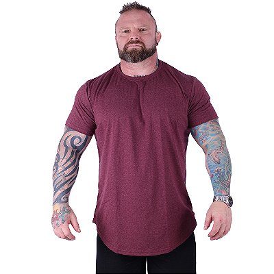 Camiseta Longline Plus Size MXD Conceito Manga Curta Mescla Bordo