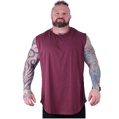 Regata Machão Longline Sem Manga Plus Size MXD Conceito 50% Algodão 50% Poliéster Mescla Bordo