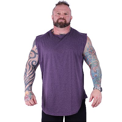 Regata Machão Longline Sem Manga Plus Size MXD Conceito 50% Algodão 50% Poliéster Mescla Roxo
