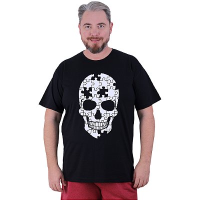 Camiseta Tradicional Estampada Plus Size Curta MXD Conceito Quebra-Caveira