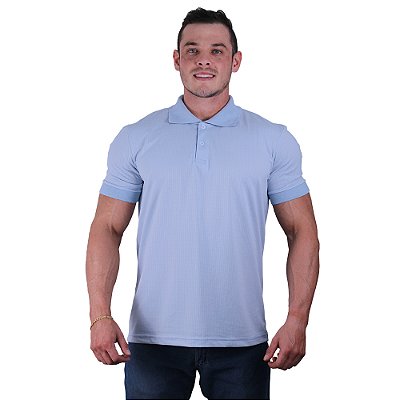 Camisa Gola Polo Masculina Rentex MXD Conceito Riscos Azul Claro