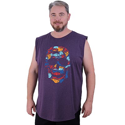 Regata Machão Longline Estampada Sem Manga Plus Size MXD Conceito Caveira Cores