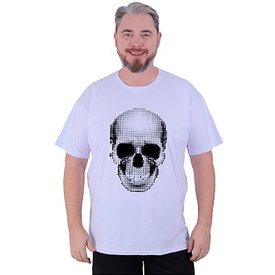 Camiseta Tradicional Estampada Plus Size Curta MXD Conceito Caveira Pontos