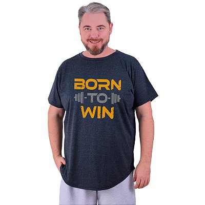 Camiseta Longline Estampada Plus Size MXD Conceito Manga Curta Born To Win