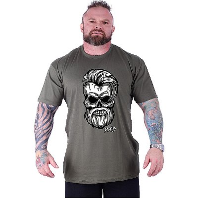 Camiseta Tradicional Estampada Plus Size Curta MXD Conceito Caveira Lenhadora