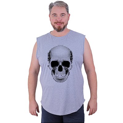 Regata Machão Longline Estampada Sem Manga Plus Size MXD Conceito Caveira Pontos