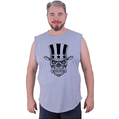 Regata Machão Longline Estampada Sem Manga Plus Size MXD Conceito Caveira Cartola