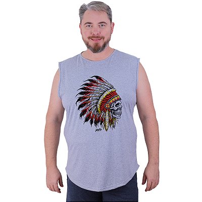 Regata Machão Longline Estampada Sem Manga Plus Size MXD Conceito Cacique Caveira