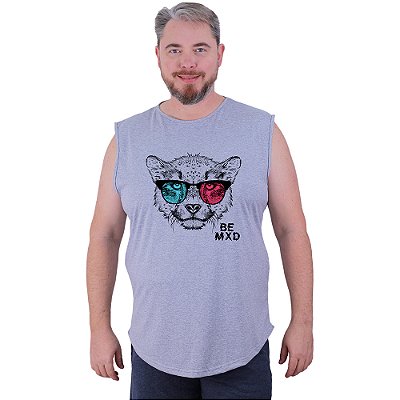 Regata Machão Longline Estampada Sem Manga Plus Size MXD Conceito Chita Óculos 3D