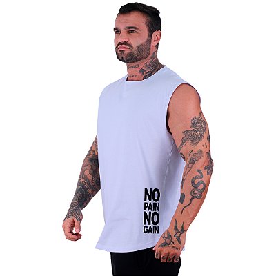 Regata Machão Longline Estampa Lateral Sem Manga MXD Conceito No Pain No Game