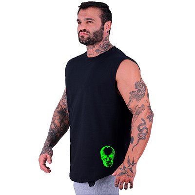 Regata Machão Longline Estampa Lateral Sem Manga MXD Conceito Caveira Veneno