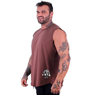 Regata Machão Longline Estampa Lateral Sem Manga MXD Conceito Bodybuldier Halteres