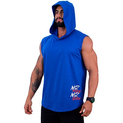 Regata Machão com Capuz Longline Estampa Lateral MXD Conceito No Pain No Gain