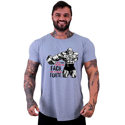 Camiseta Longline Manga Curta A Conceito Se a Vida Não Ficar Mais Fácil Trate de Fica Mais Forte