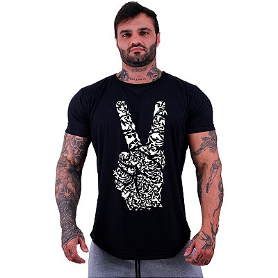 Camiseta Longline Manga Curta MXD Conceito Mão da Paz de Passáros