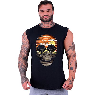 Regata Longline Machão MXD Conceito Caveira Paisagem