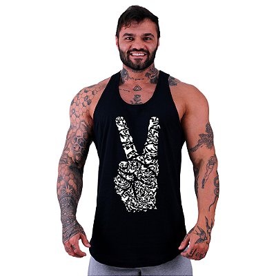 Regata Longline Masculina MXD Conceito Mão da Paz Simbolo