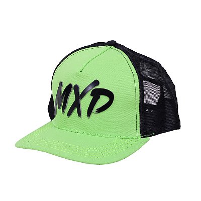 Boné Trucker Exclusivo MXD Conceito Masculino Estampado em Relevo Verde Fluorescente Limão