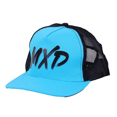 Boné Trucker Exclusivo MXD Conceito Masculino Estampado em Relevo Azul Piscina