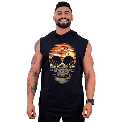 Regata Machão com Capuz Longline MXD Conceito Caveira Paisagem