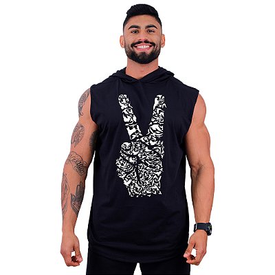 Regata Machão com Capuz Longline MXD Conceito Mão Da Paz Simbolo