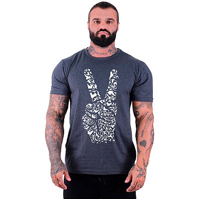 Camiseta Tradicional Masculina Manga Curta MXD Conceito Mão Da Paz