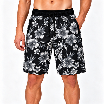 Bermuda Masculina Moletom MXD Conceito Flores Cinza