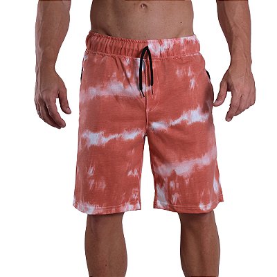 Bermuda Masculina Moletom MXD Conceito Tie Dye Laranja