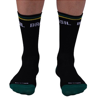 Meia Masculina Cano Alto de Alta Compressão Esportiva MXD Conceito Escrita Brasil