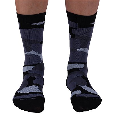 Meia Masculina Cano Alto de Alta Compressão Esportiva MXD Conceito Militar Cinza