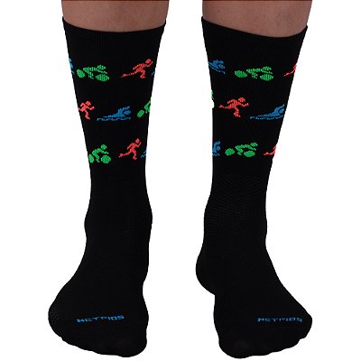 Meia Masculina Cano Alto de Alta Compressão Esportiva MXD Conceito Triathlon