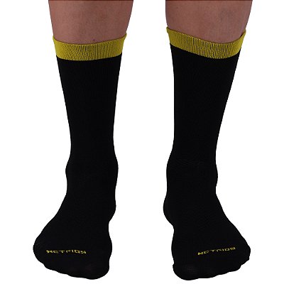 Meia Masculina Cano Alto de Alta Compressão Esportiva MXD Conceito Listra Amarela