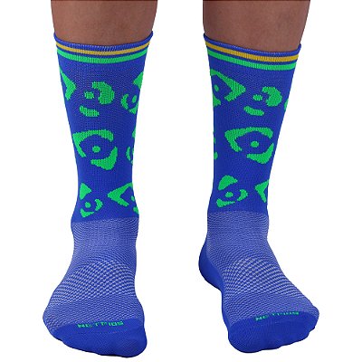 Meia Masculina Cano Alto de Alta Compressão Esportiva MXD Conceito Seleção Brasileira Azul