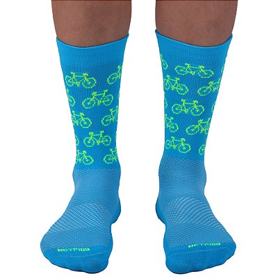 Meia Masculina Cano Alto de Alta Compressão Esportiva MXD Conceito Bicicletas Azul