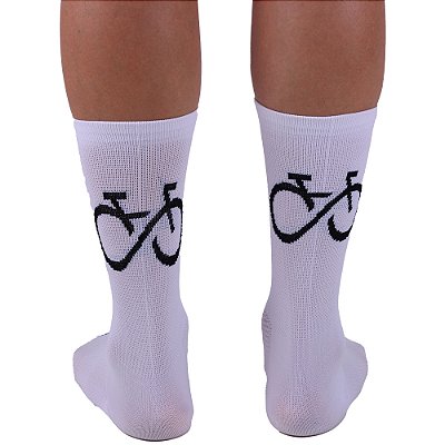 Meia Masculina Cano Alto de Alta Compressão Esportiva MXD Conceito Bike MTB Branca