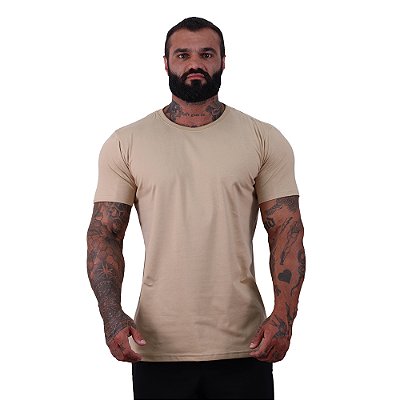 Camiseta Cotton Premium Tradicional fio 40.1 Elastano Masculina MXD Conceito Bege Areia