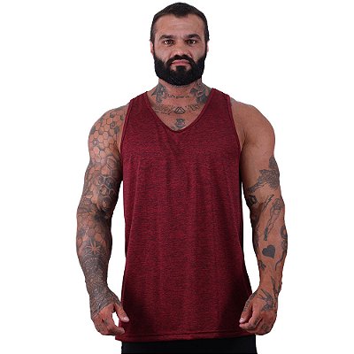 Regata Cavada Dry Masculina 100% Poliéster Microperfurada MXD Conceito Vermelho Escuro