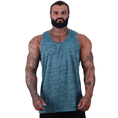 Regata Cavada Dry Masculina 100% Poliéster Microperfurada MXD Conceito Azul Turquesa