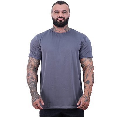 Camiseta Dry Masculina 100% Poliéster Microperfurada MXD Conceito Cinza Escuro