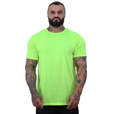 Camiseta Dry Masculina 100% Poliéster Microperfurada MXD Conceito Amarelo Flúor