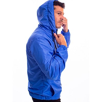 Jaqueta Corta Vento com Zíper Gola Alta Com forro Premium Marphim Azul Royal