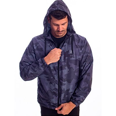 Jaqueta Corta Vento com Zíper Gola Alta Com forro Premium Marphim Camuflada Escura
