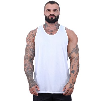 Regata Cavada Dry Masculina 100% Poliéster Microperfurada MXD Conceito Branco