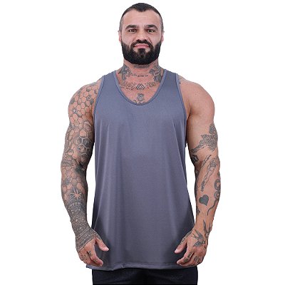 Regata Cavada Dry Masculina 100% Poliéster Microperfurada MXD Conceito Cinza