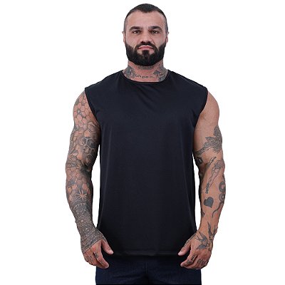 Regata Machão Dry Masculina 100% Poliéster Microperfurada Preta