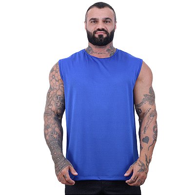 Regata Machão Dry Masculina 100% Poliéster Microperfurada Azul Royal