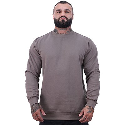 Blusa Moletom Lisa Basic Masculina MXD Conceito Sem Touca Marrom
