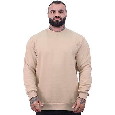 Blusa Moletom Lisa Basic Masculina MXD Conceito Sem Touca Bege