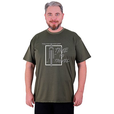 Camiseta Tradicional Estampada Plus Size Curta MXD Conceito Time To Travel Bike